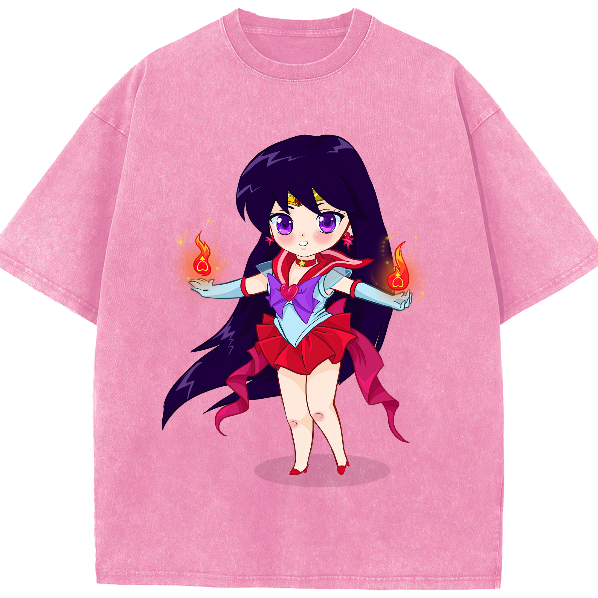 （画像用） 美少女戦士セーラームーン 火野レイ ひの レイ Sailor Moon Hino Rei （セーラーマーズ,Sailor Mars） 綿100% ヴィンテージ風 半袖Tシャツ（フロントプリント）